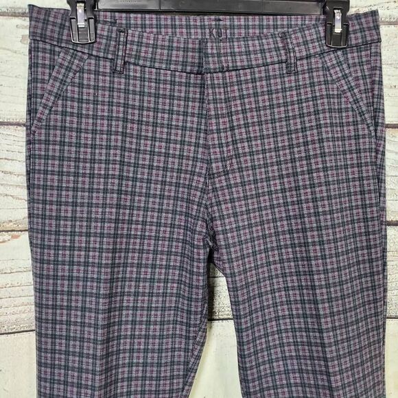 KUT from the Kloth Women’s Plaid Skinny Dress Pants Size 12 Purple Gray Stretch - Picture 2 of 7